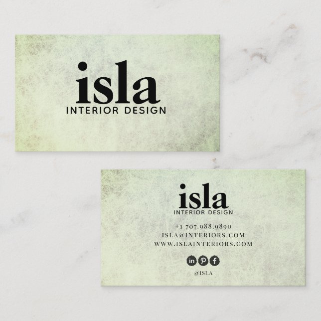 Soft Sage Texture Interior Designer Business Card (Front/Back)