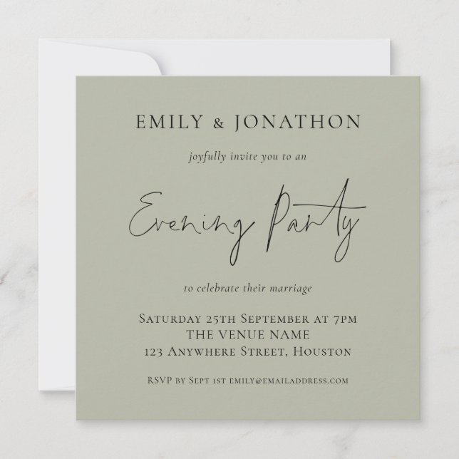Soft Sage Wedding Evening Party Invite (Front)