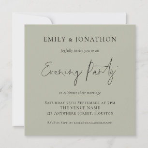Soft Sage Wedding Evening Party Invite