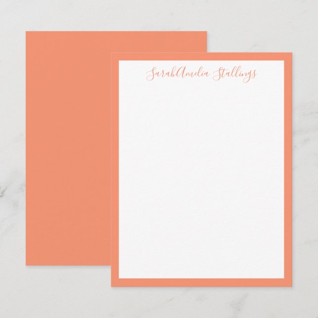 Soft Salmon Reddish Orange Classic Note Card (Front/Back)