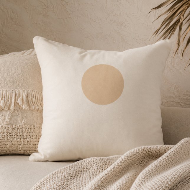 Soft Sand Circle Throw Pillow (Minimal sand circle design for neutral sofas and modern bedroom styling)