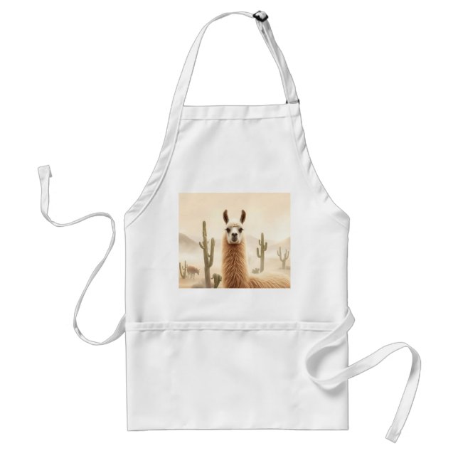 Soft Sand Llama with Cactus Flow Standard Apron (Front)