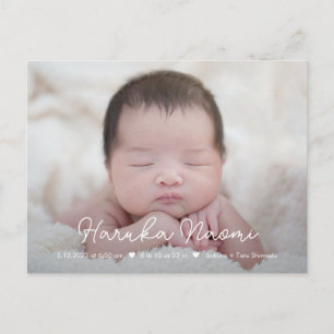 Soft Script Baby Birth Announcement Postcard