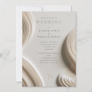 Soft sculpted abstract flowing wedding invitation
