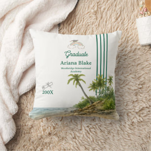 Soft Sea Aesthetic Modern Graduation Invitation Throw Pillow
