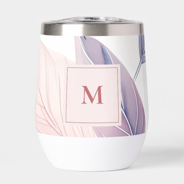 Soft Serenity Watercolor Leaves Custom Monogram (Front)