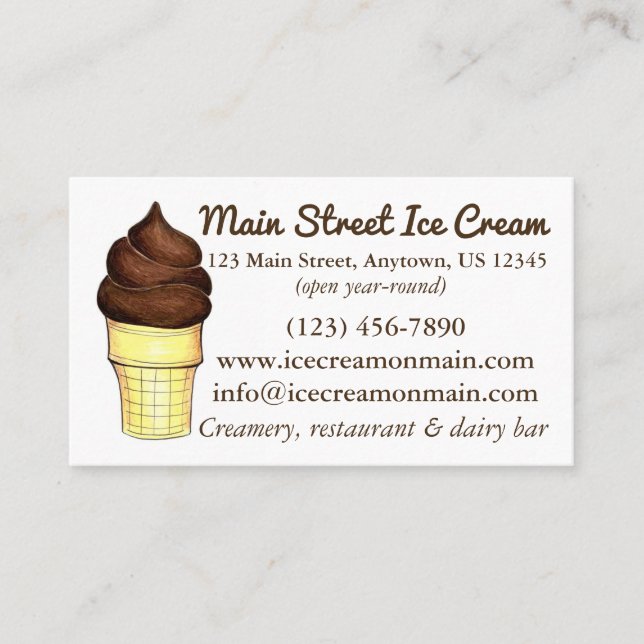 Soft Serve Ice Cream Cone Dairy Bar Creamery Food Business Card (Front)
