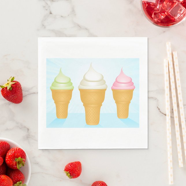 Soft Serve Ice Cream Cones Fun Summer Dessert  Napkin (Creator Uploaded)
