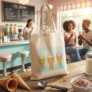 Soft Serve Ice Cream Cones Fun Summer Dessert  Tote Bag