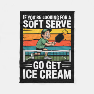 Soft serve pickleball saying for dad who plays  fleece blanket
