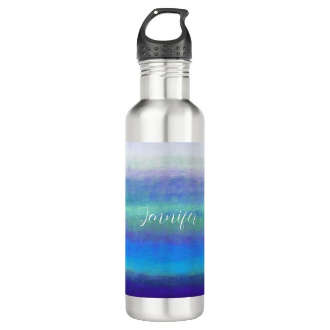 Soft shades of blue and green  710 ml water bottle (Front)