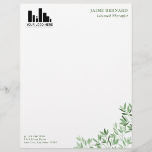 Soft Shades of Green Greenery Your Logo Letterhead