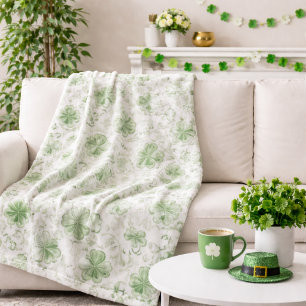 Soft Shamrock Whispers in Sage Green Fleece Blanket