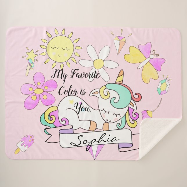 Soft Sherpa Sleepy Unicorn Wreath Nom Couverture (Devant (Horizontal))