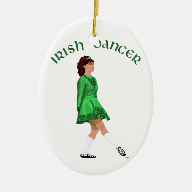 Soft Shoe Irish Dancer in Green Ceramic Ornament (Front)