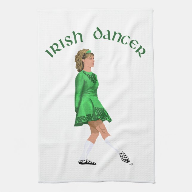 Soft Shoe Irish Dancer in Green Kitchen Towel (Vertical)