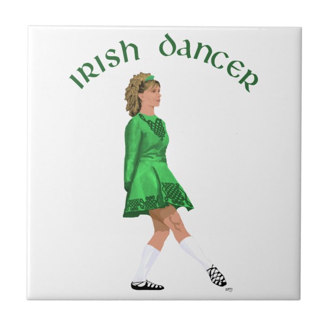 Soft Shoe Irish Dancer in Green Tile (Front)