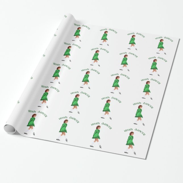 Soft Shoe Irish Dancer in Green Wrapping Paper (Unrolled)