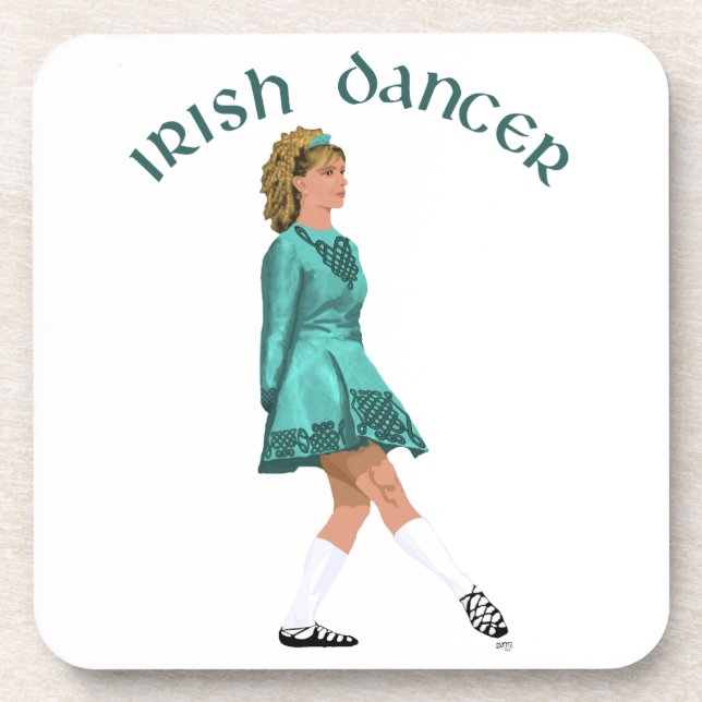 Soft Shoe Irish Dancer in Turquoise Coaster (Front)