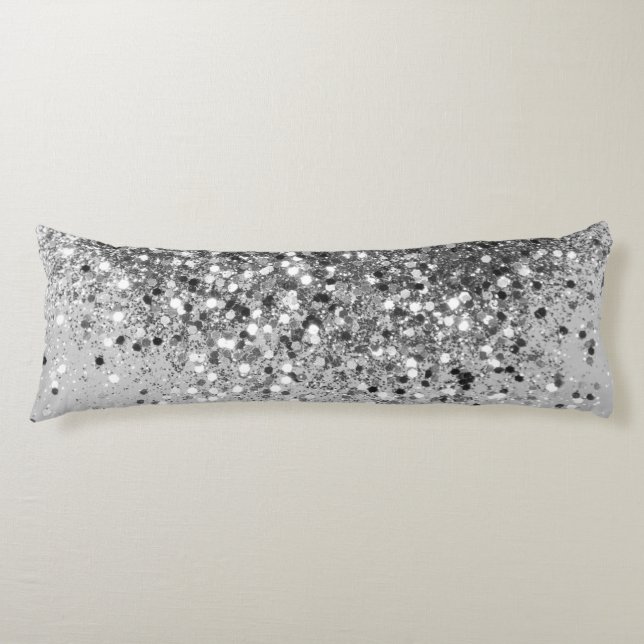 Soft Silver Gray Glitter #1 Body Pillow (Front)