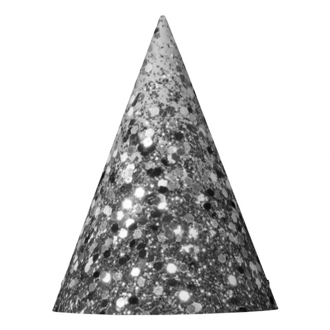 Soft Silver Gray Glitter #1 Party Hat (Front)