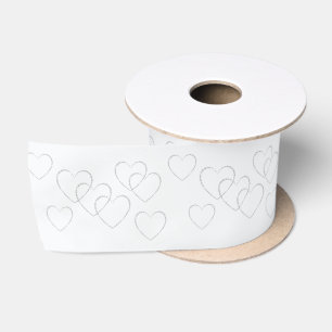 Soft Silver Heart Wedding Charms on White Satin Ribbon
