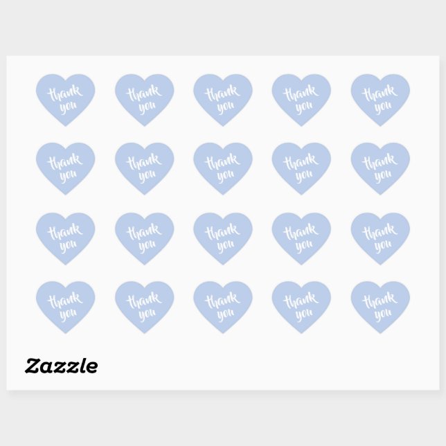 Soft Sky Blue Thank You Heart Sticker (Sheet)