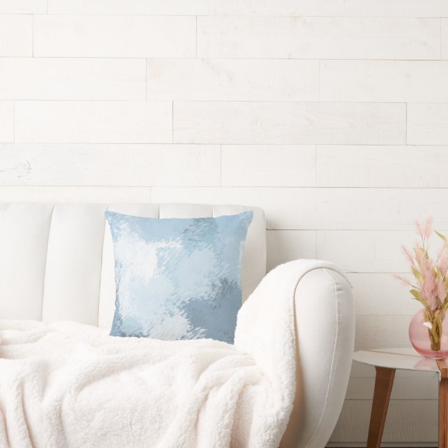 Soft Slate Blue Abstract Throw Pillow (Couch)