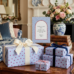 Soft Slate Blue Berry Polka Dot Gift Wrap Paper