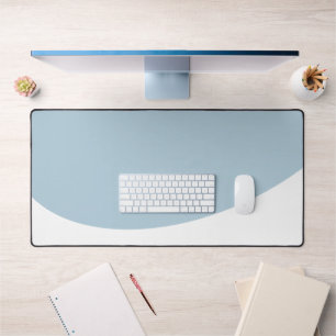 Soft Slate Blue Flowing White Wave Bottom Edge Desk Mat