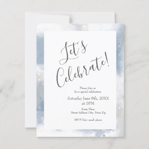 Soft Slate Blue Grey White Abstract Brushstrokes Invitation