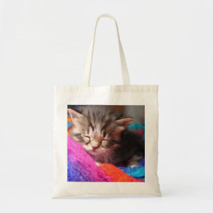 Soft Sleepy Newborn Kitten Phototgraph Tote Bag