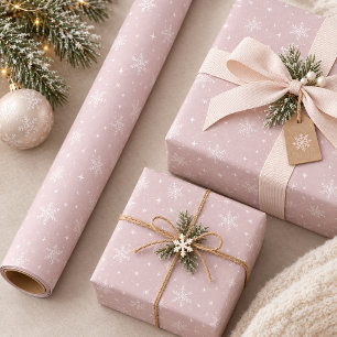 Soft Snowflakes on Optional Dusty Rose ID1334 Wrapping Paper