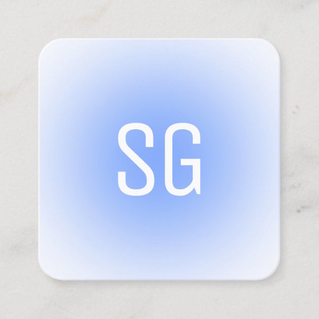 Soft Spot - Initials - Baby Blue Square Business C Square Business Card (Front)