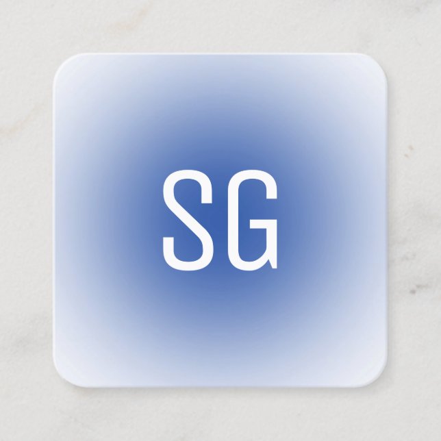 Soft Spot - Initials - Navy Blue Square Business C Square Business Card (Front)