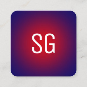 Soft Spot - Initials - Red on Deep Navy Square Business Card