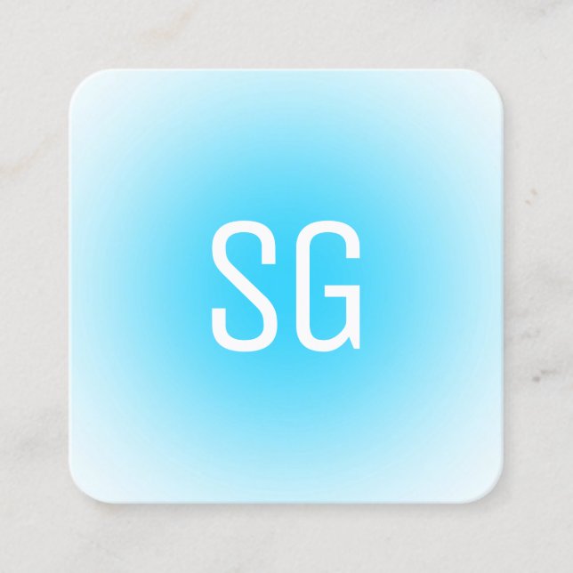 Soft Spot - Initials - Sky Blue Square Business Ca Square Business Card (Front)