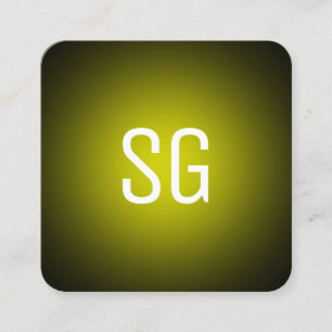 Soft Spot - Initials - Yellow on Black Square Business Card