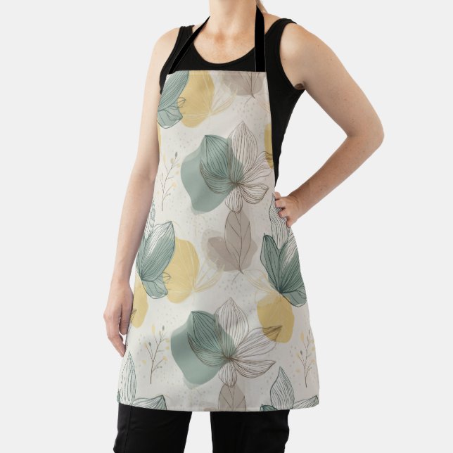 Soft Spring Botanical All-Over Print Apron (Insitu)