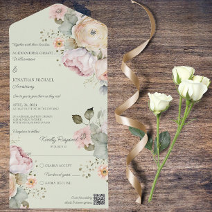 Soft Spring Colours Floral All In One Invitation
