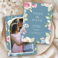 Soft Spring Floral Photo Dusty Blue Wedding