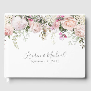 Soft Spring Floral Wedding Guest Book