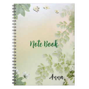Soft Spring Leaves & Floral Pastel Background Notebook