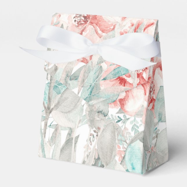 Soft Spring Summer Floral Greenery Elegant Wedding Favor Box (Front Side)