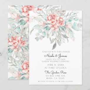Soft Spring Summer Floral Greenery Elegant Wedding Invitation