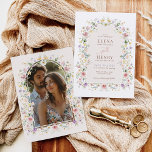 Soft Spring Wildflower Fairytale Wedding Photo Invitation<br><div class="desc">This exclusive wedding invitation is a gateway to enchantment, adorned with delicate pastel wildflowers that dance in shades of pink, blush, lavender, yellow, and blue. The design captures the essence of a whimsical fairy tale, inviting you to partake in a celebration that's as magical as the love story it honours....</div>