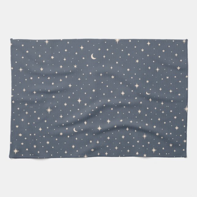 Soft Star Pattern Aesthetic Kitchen Towel (Horizontal)