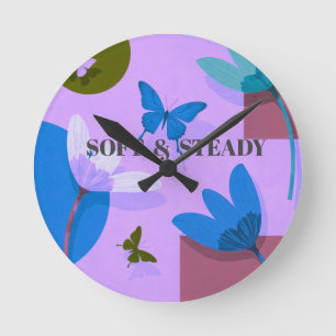 Soft & Steady Floral Butterfly Wall Clock