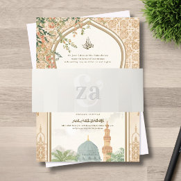 Soft Stripe Monogram Grey Wedding Invitation Belly Band
