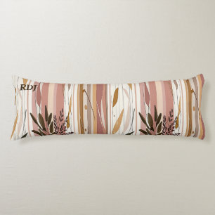 Soft Striped Dusty Rose Background Botanical Body Pillow